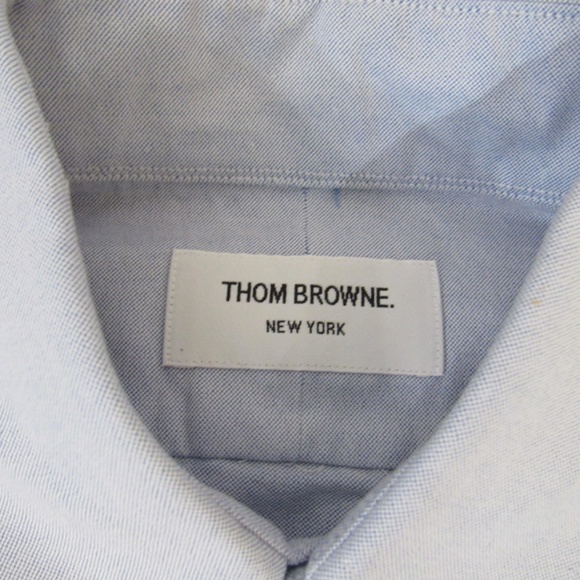 Thom Browne Men's Classic Blue Oxford Shirt Grosgrain TB00 S - Picture 10 of 15
